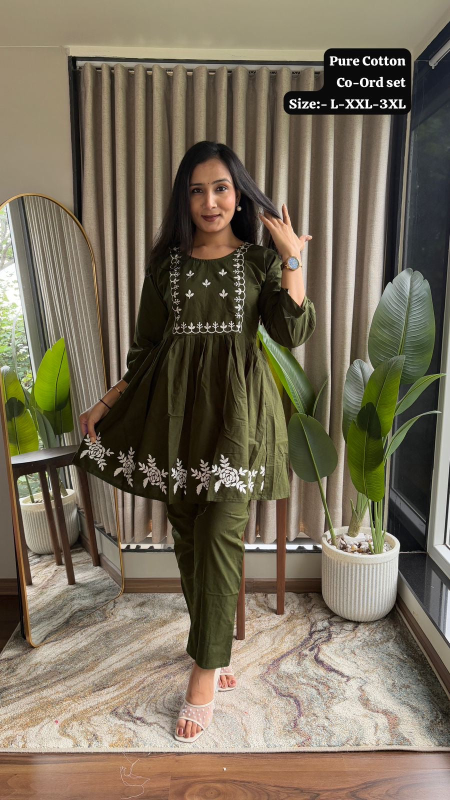 Peplum Style Embroidered Co-Ord Set