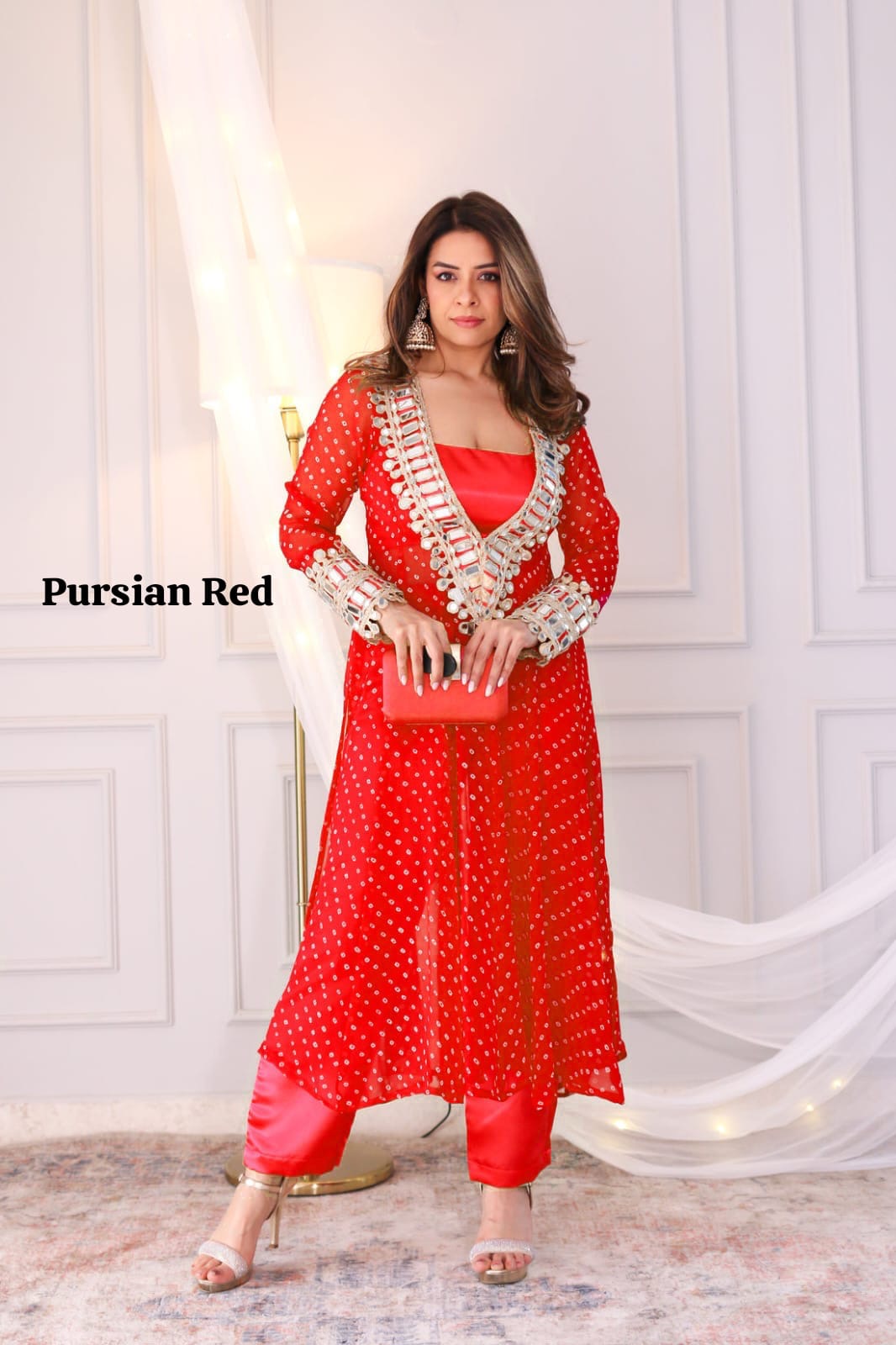 Real Mirror work Indo-western 3 Piece Set