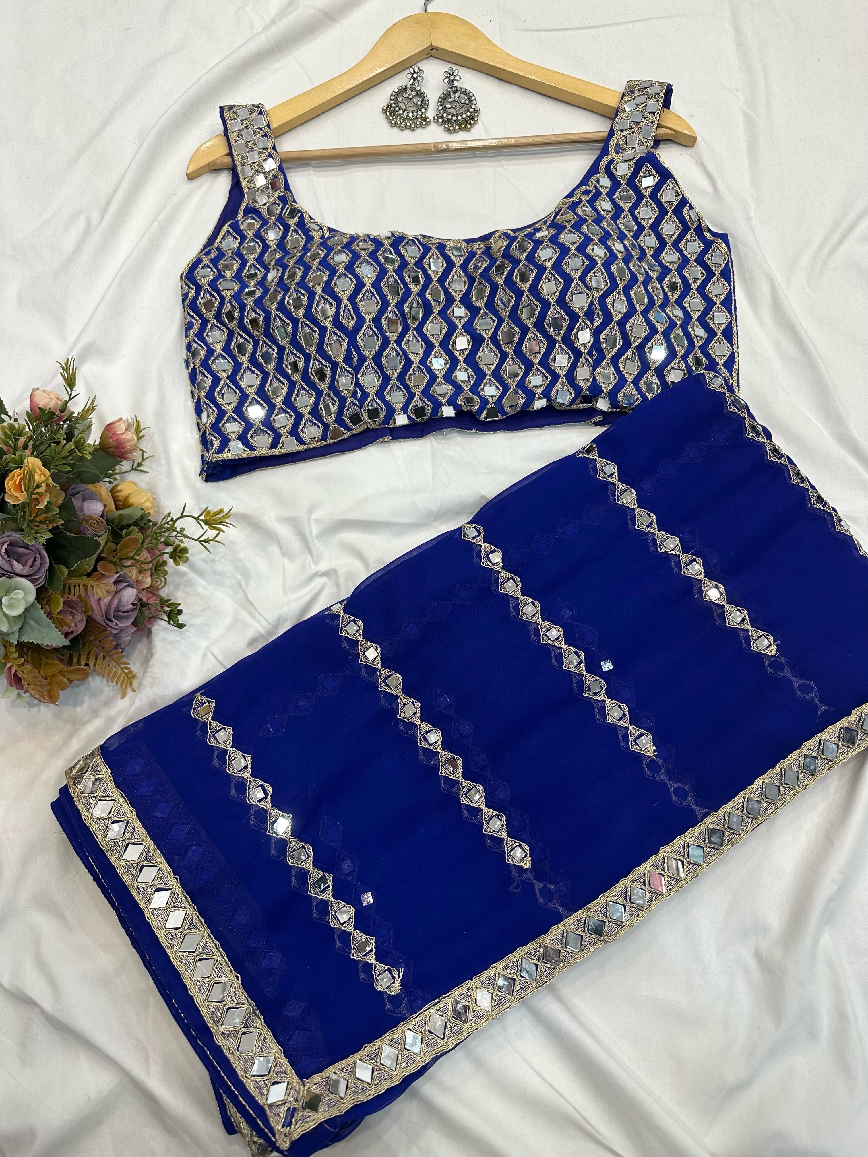 Mirror Work Georgette Saree