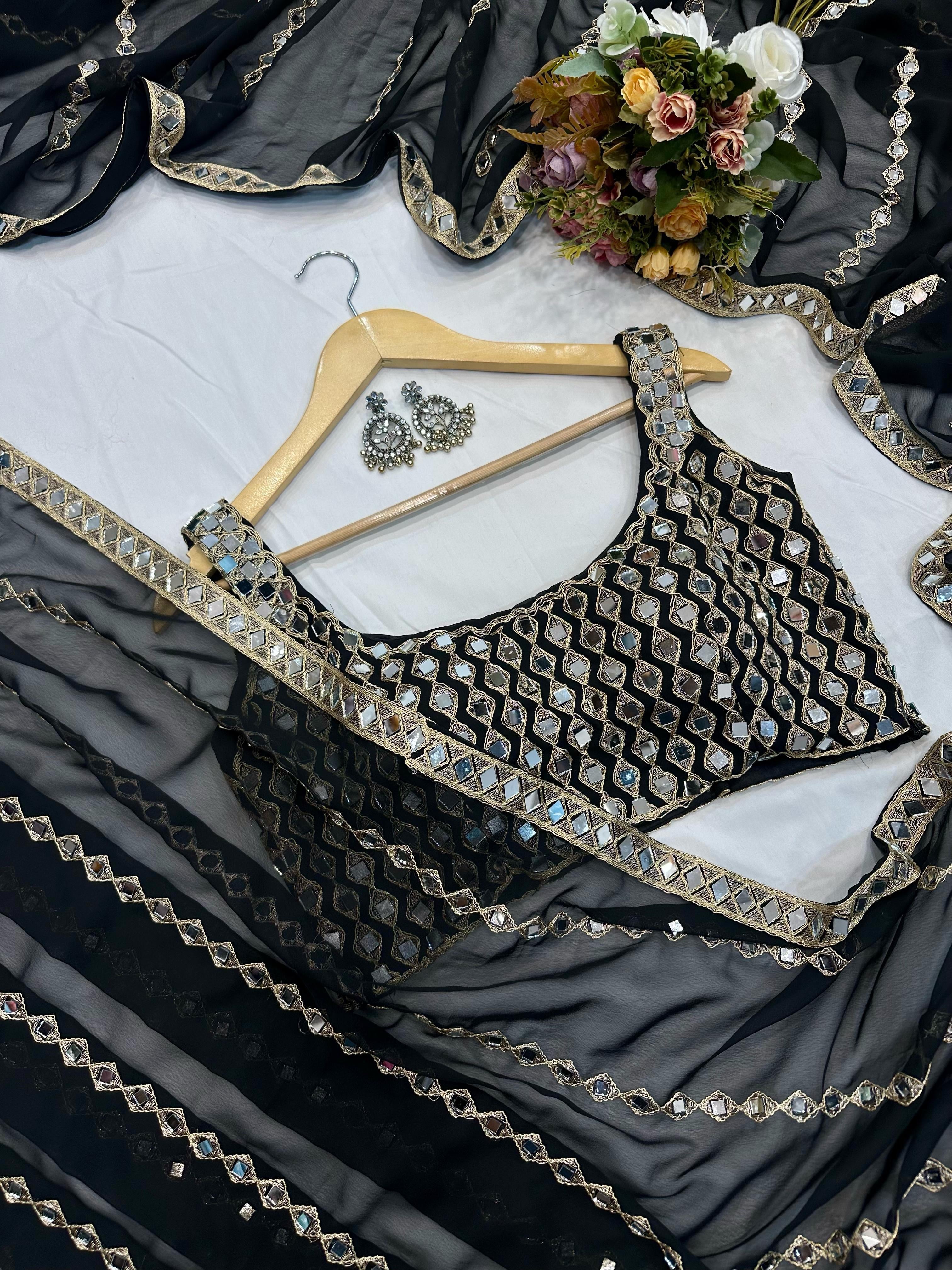 Mirror Work Georgette Saree