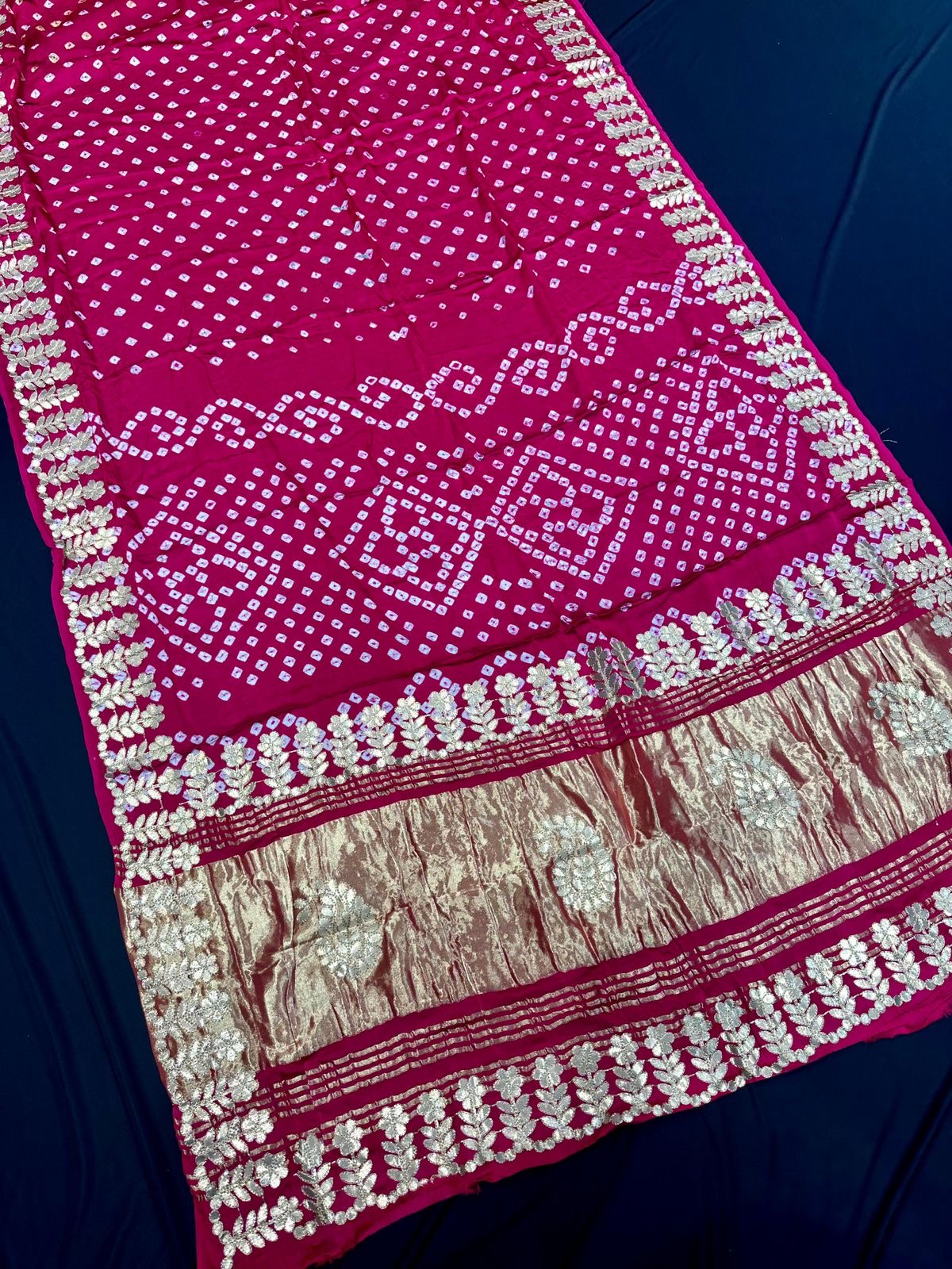 Gota Patti Gajji silk Bandhani Saree