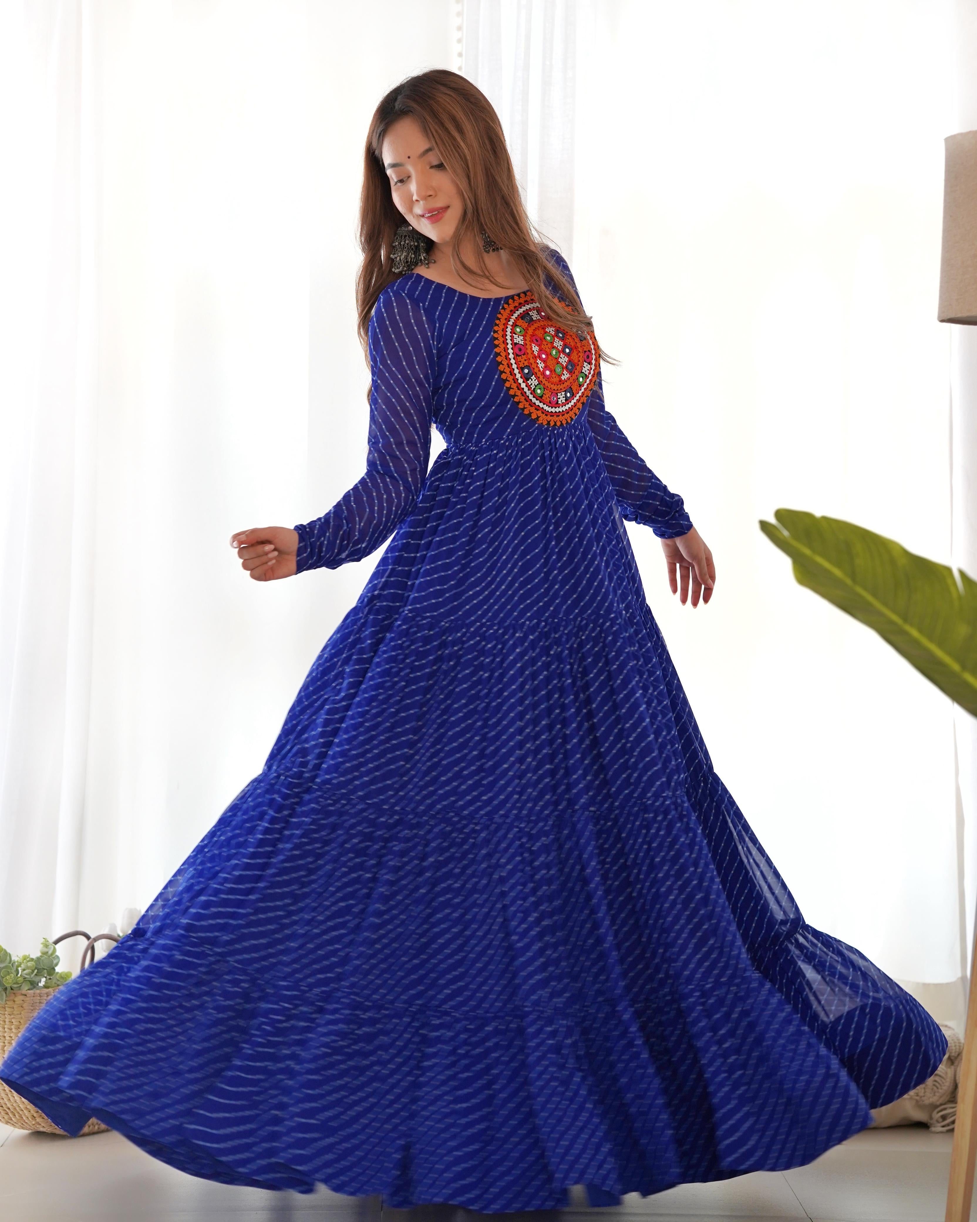 Laheriya Print Fully Flared Anarkali Gown