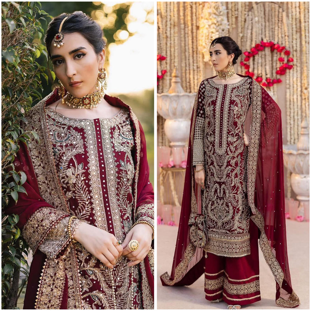 Designer Party Wear Top–Palazzo–Dupatta Set