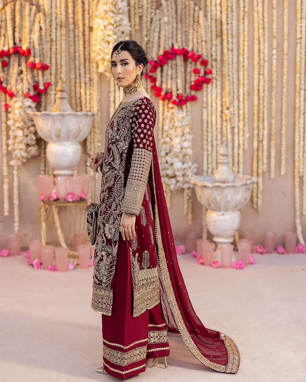 Designer Party Wear Top–Palazzo–Dupatta Set