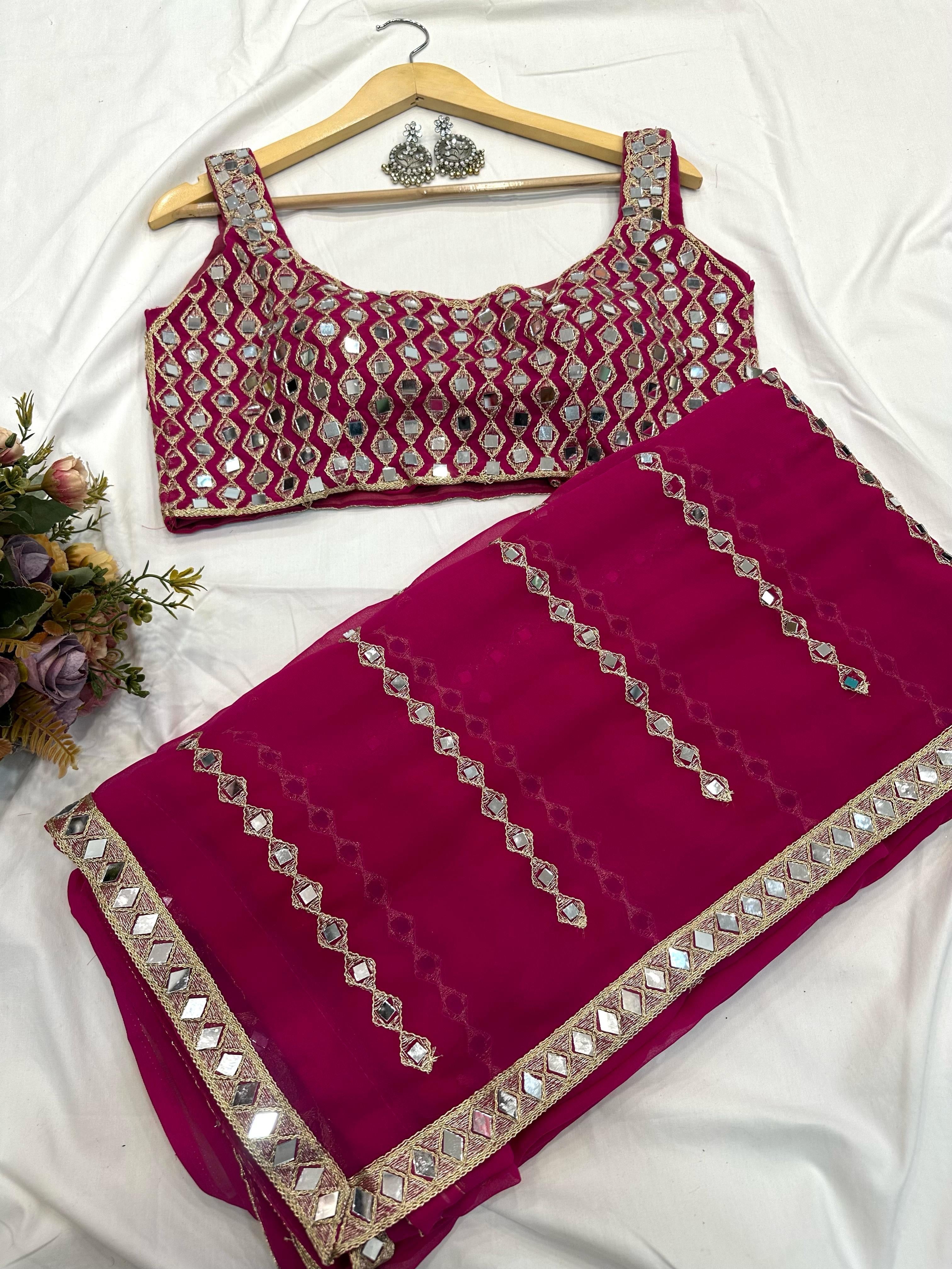Mirror Work Georgette Saree