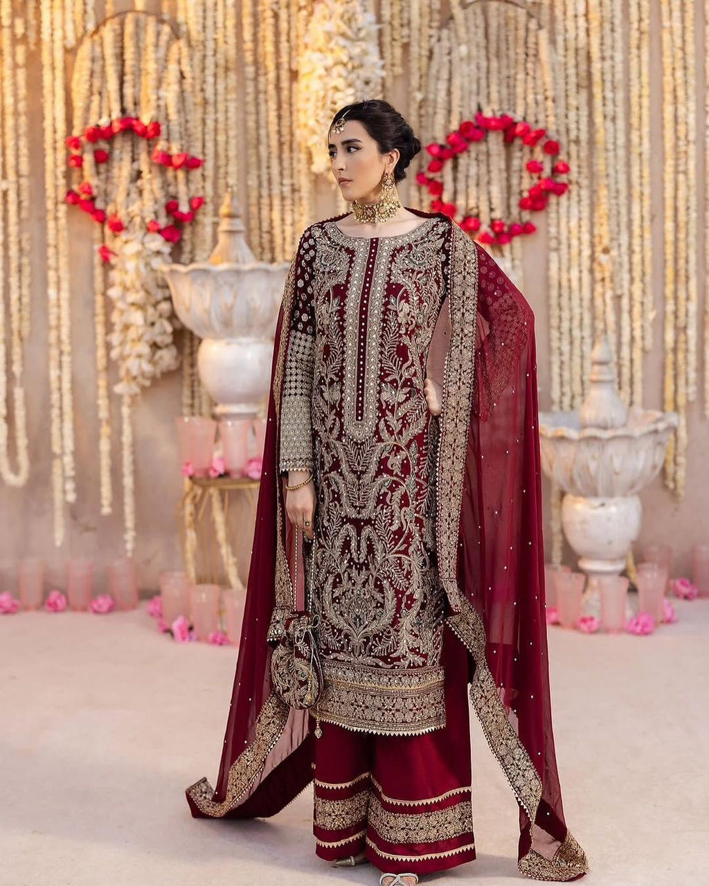 Designer Party Wear Top–Palazzo–Dupatta Set