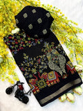 Soft Mul Mul Cotton Silk Kalamkari Saree with Zari Hamsa Border