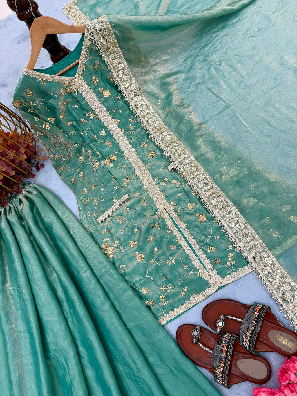 Premium Designer Ready-Made Top Palazzo & Dupatta Set