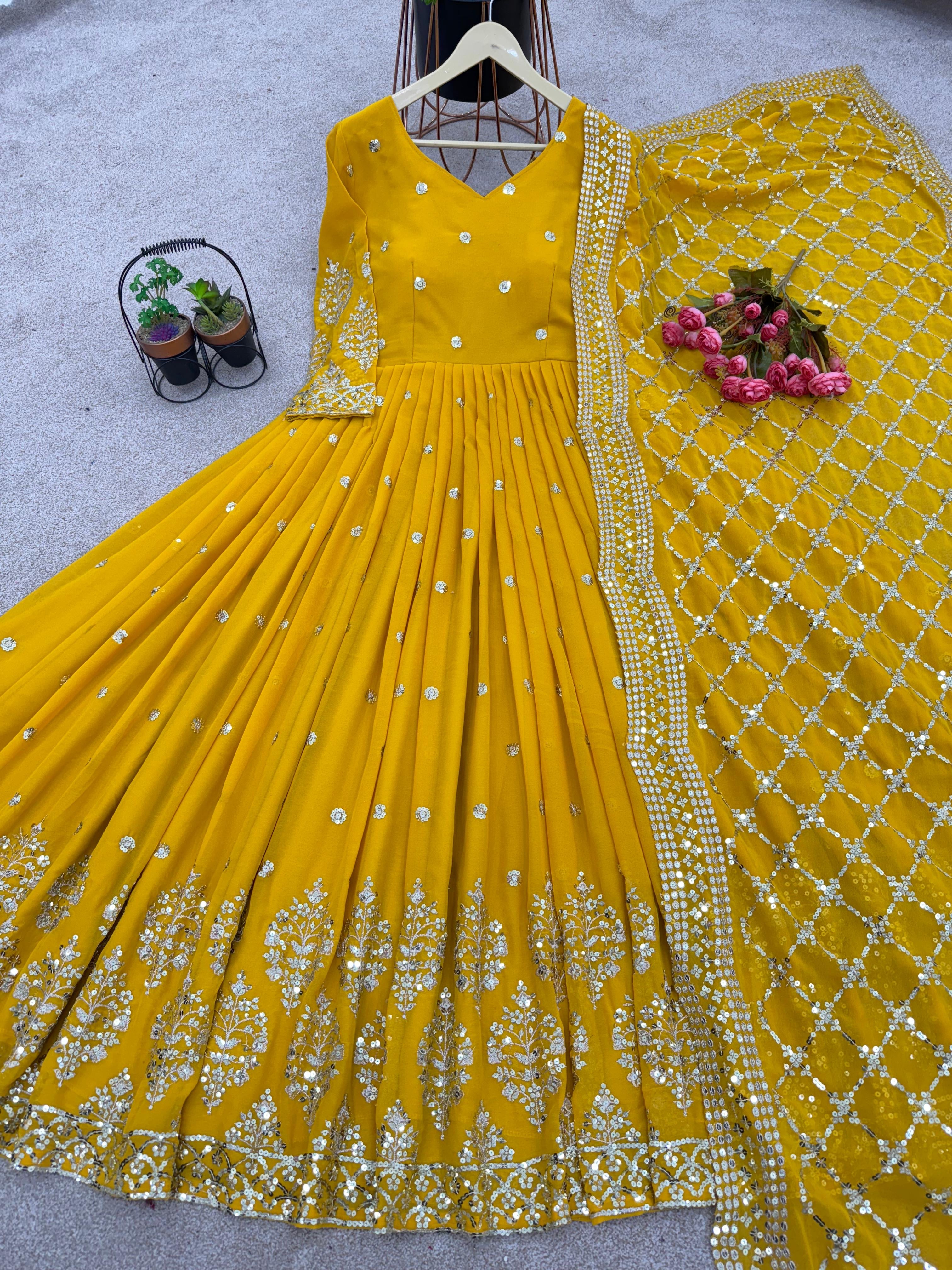 Elegant Embroidered Sequin Designer Anarkali Set