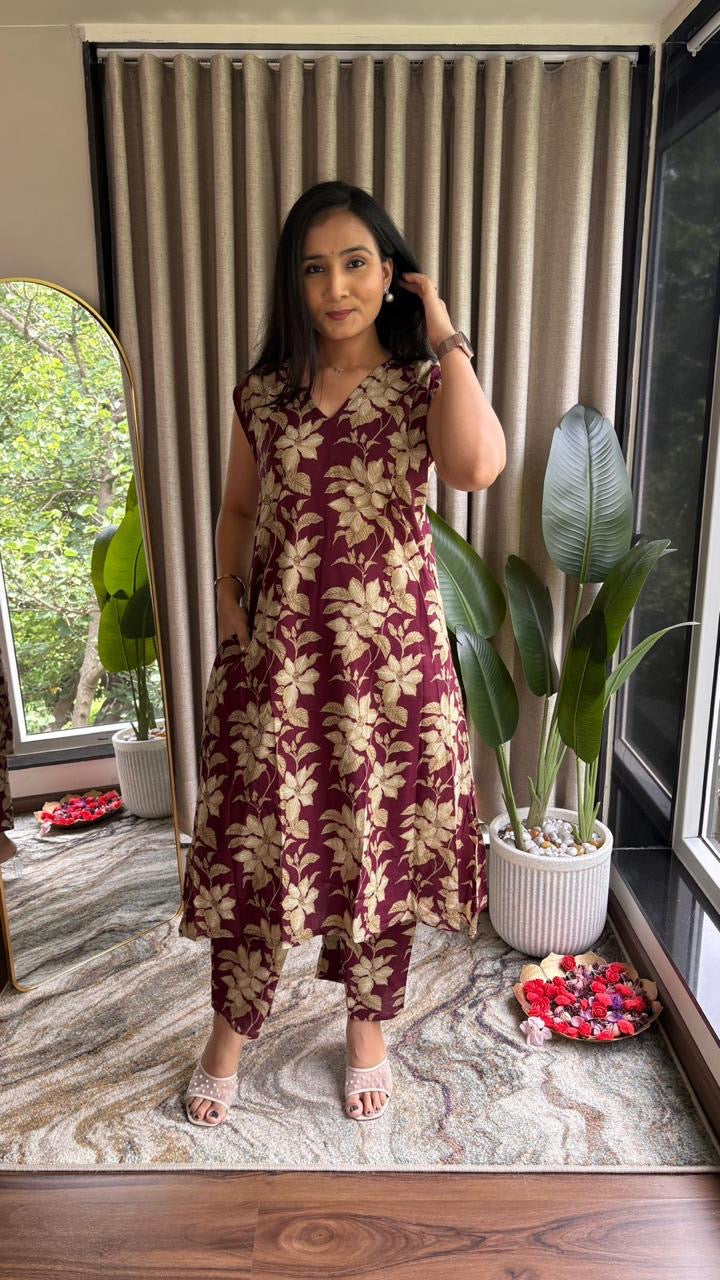 Sleeveless A-Line Kurti Palazzo Set