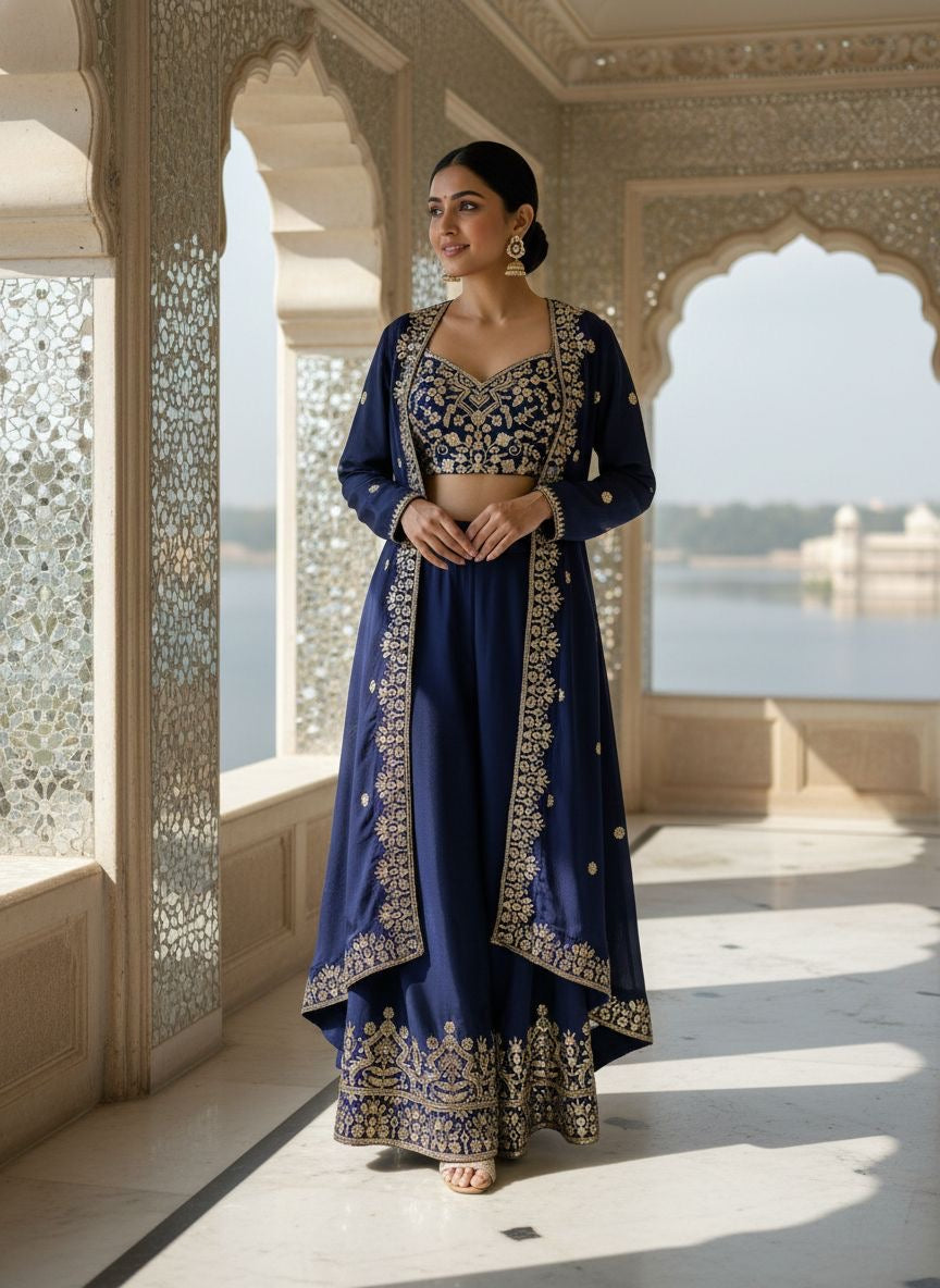Premium Indo-Western Palazzo Choli Set