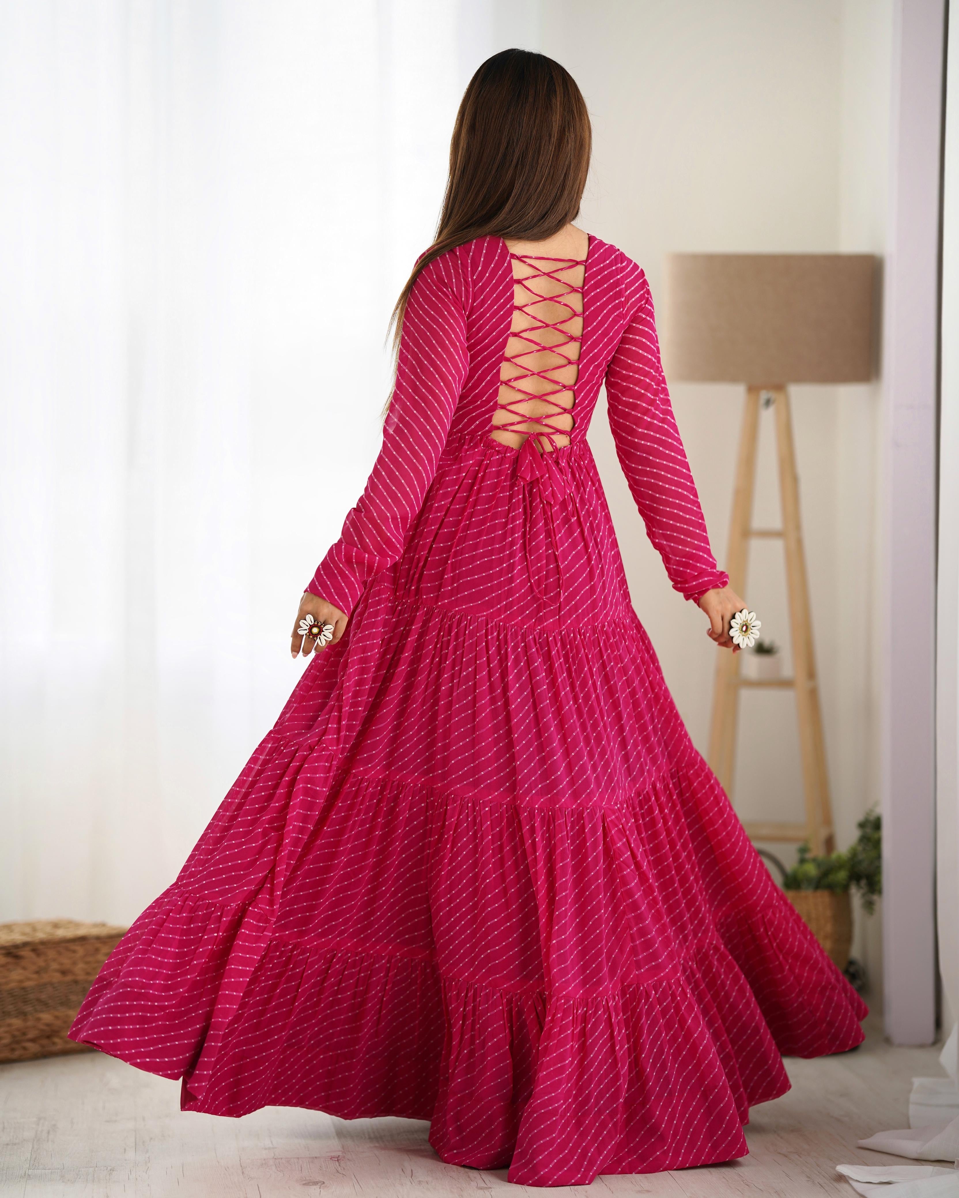 Laheriya Print Fully Flared Anarkali Gown
