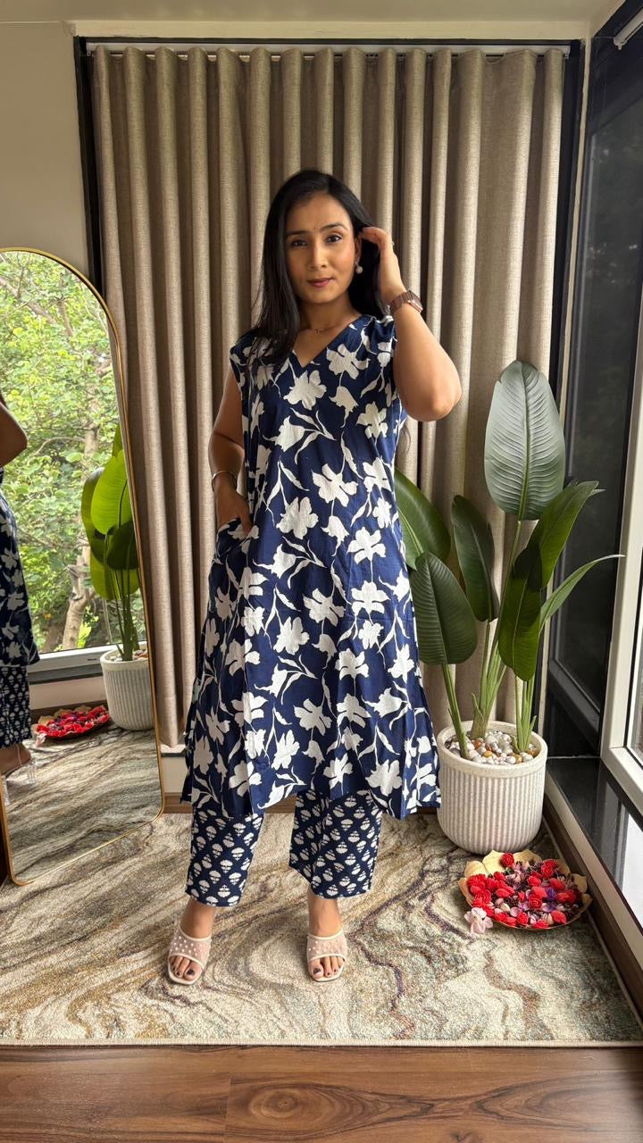 Sleeveless A-Line Kurti Palazzo Set