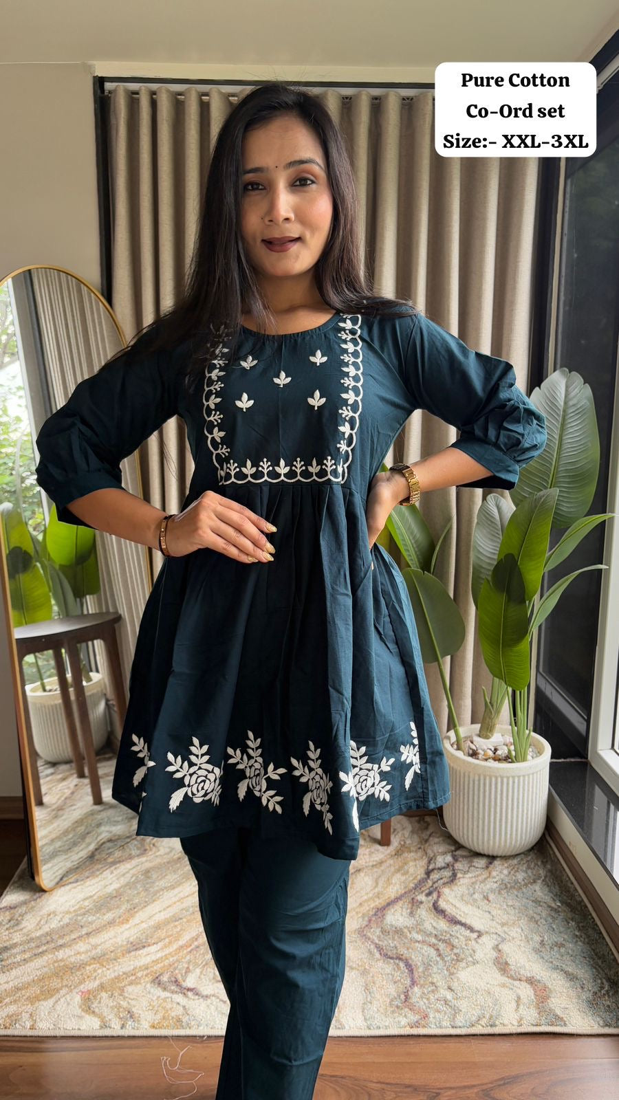 Peplum Style Embroidered Co-Ord Set