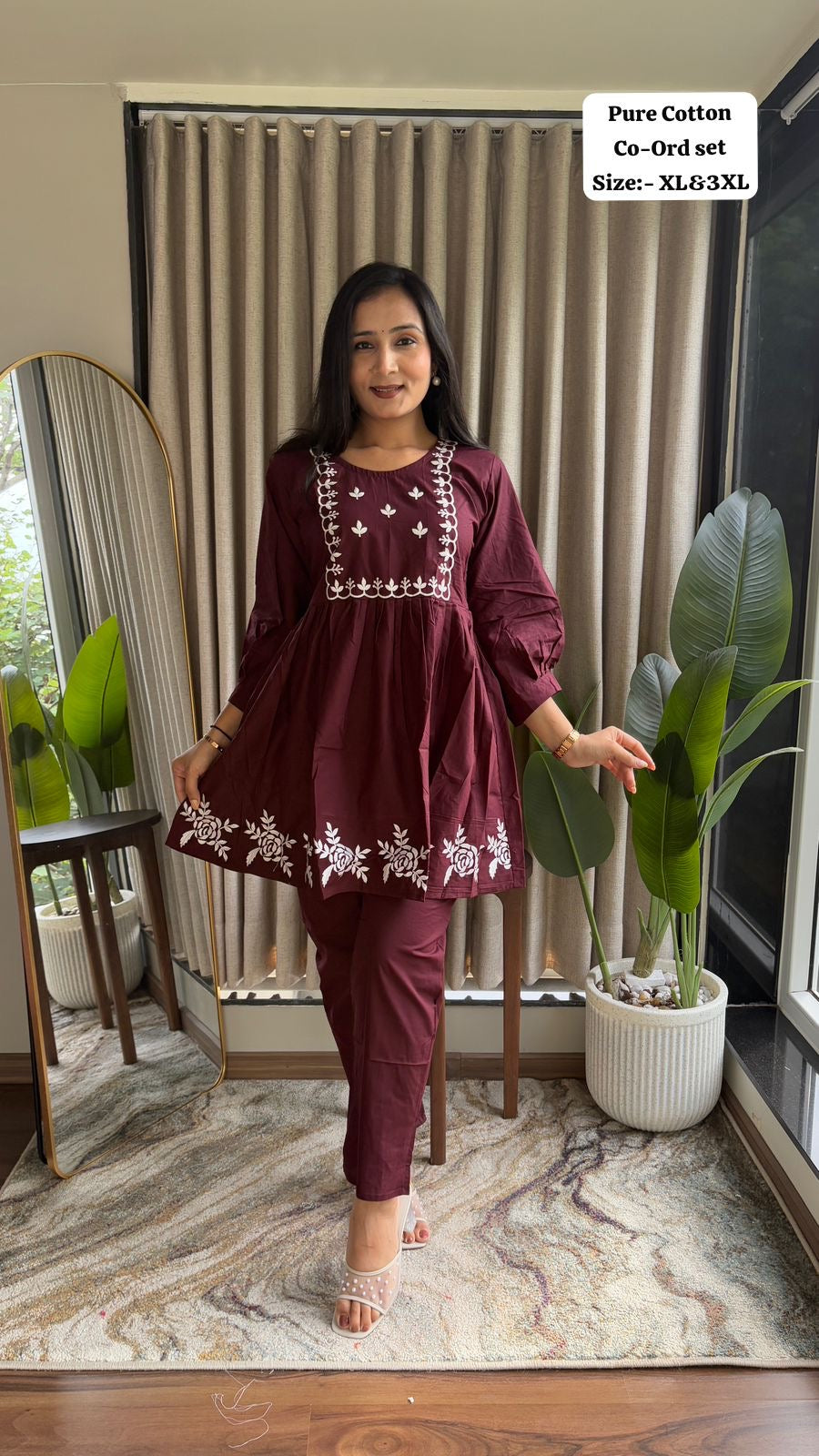 Peplum Style Embroidered Co-Ord Set