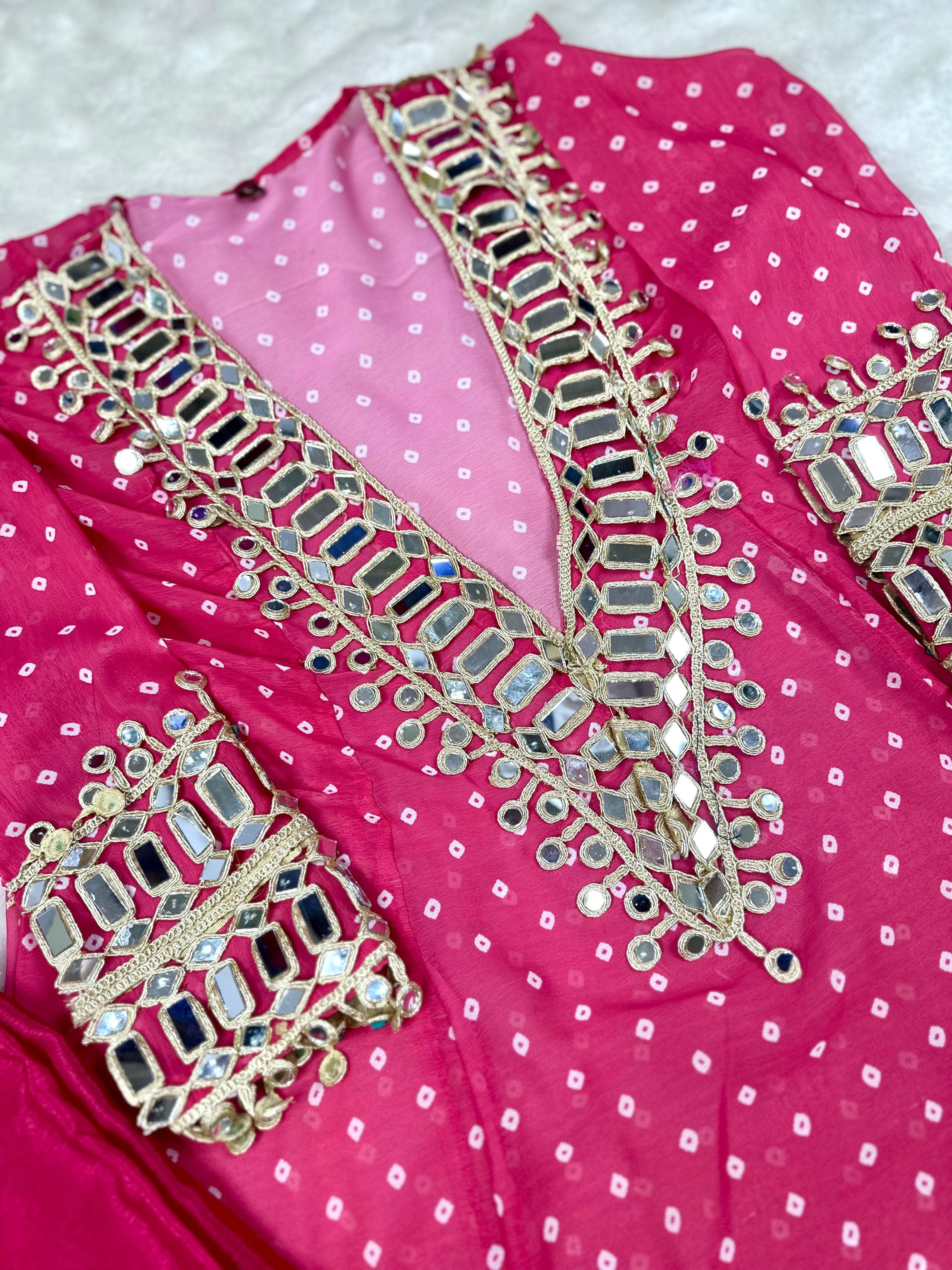 Real Mirror work Indo-western 3 Piece Set