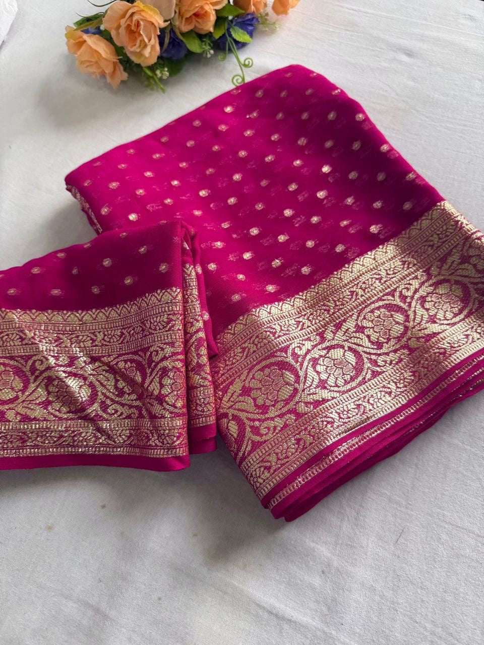 Viscose Georgette Saree with Running Blouse