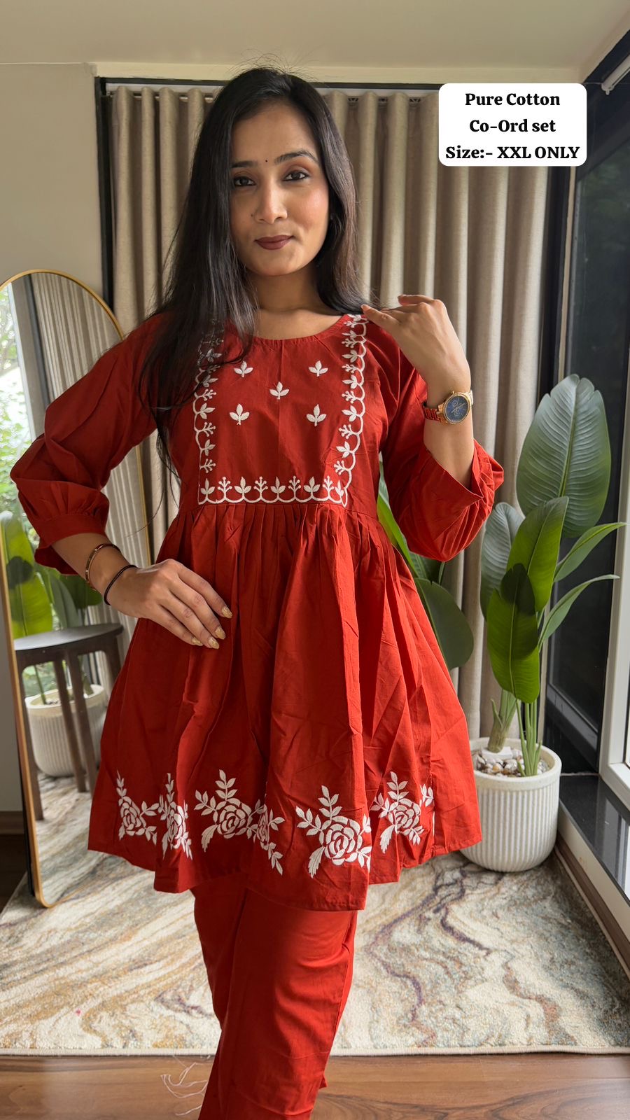 Peplum Style Embroidered Co-Ord Set