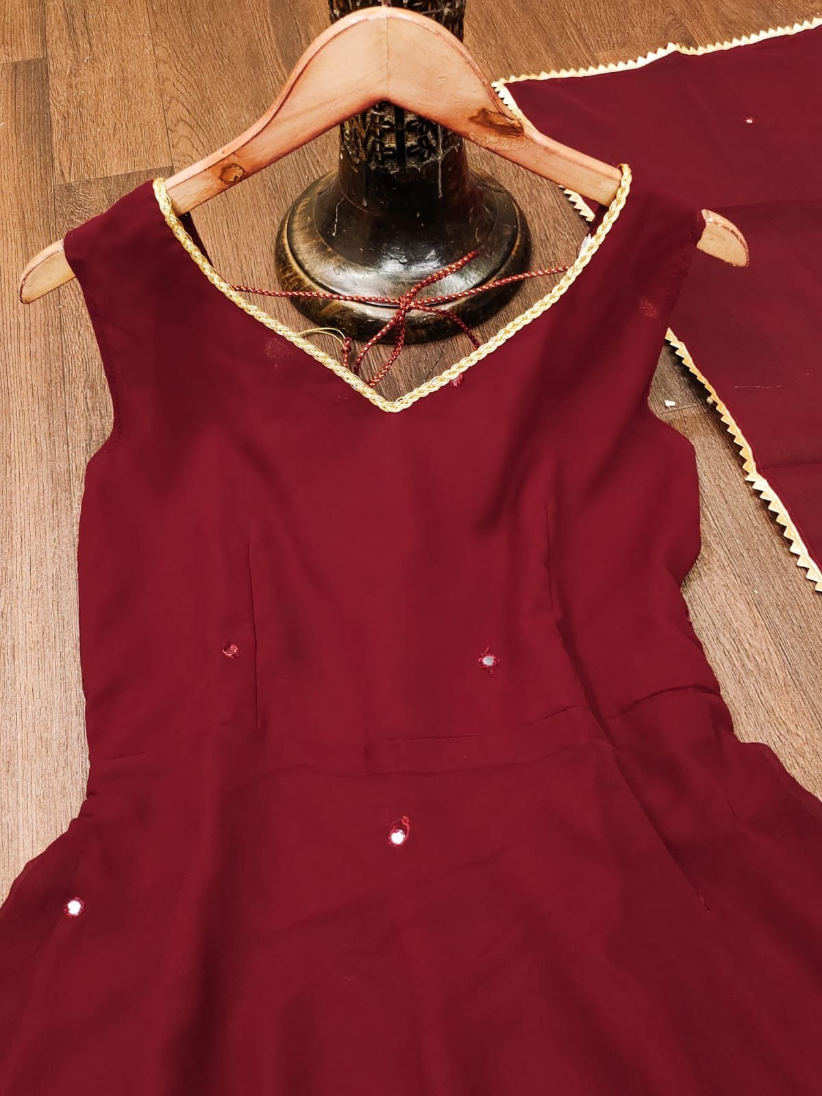 Floral Embroidered Anarkali Gown with Dupatta