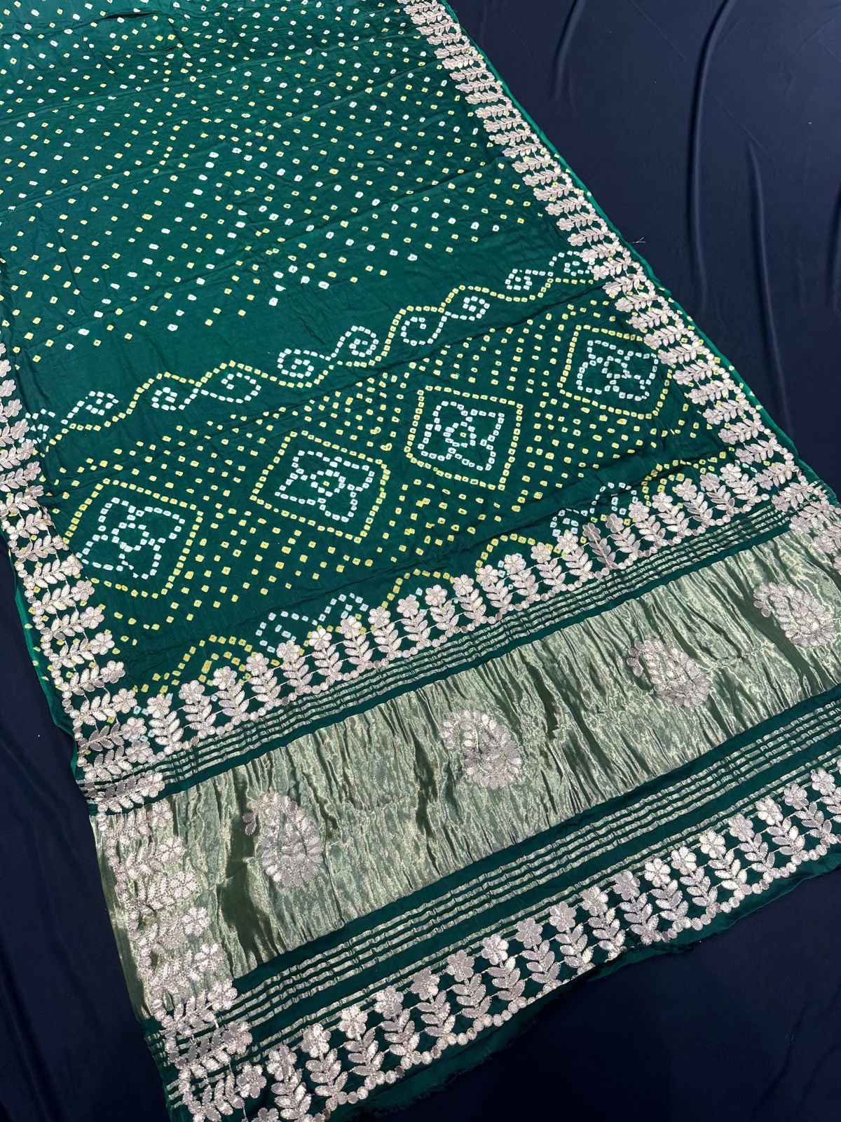 Gota Patti Gajji silk Bandhani Saree