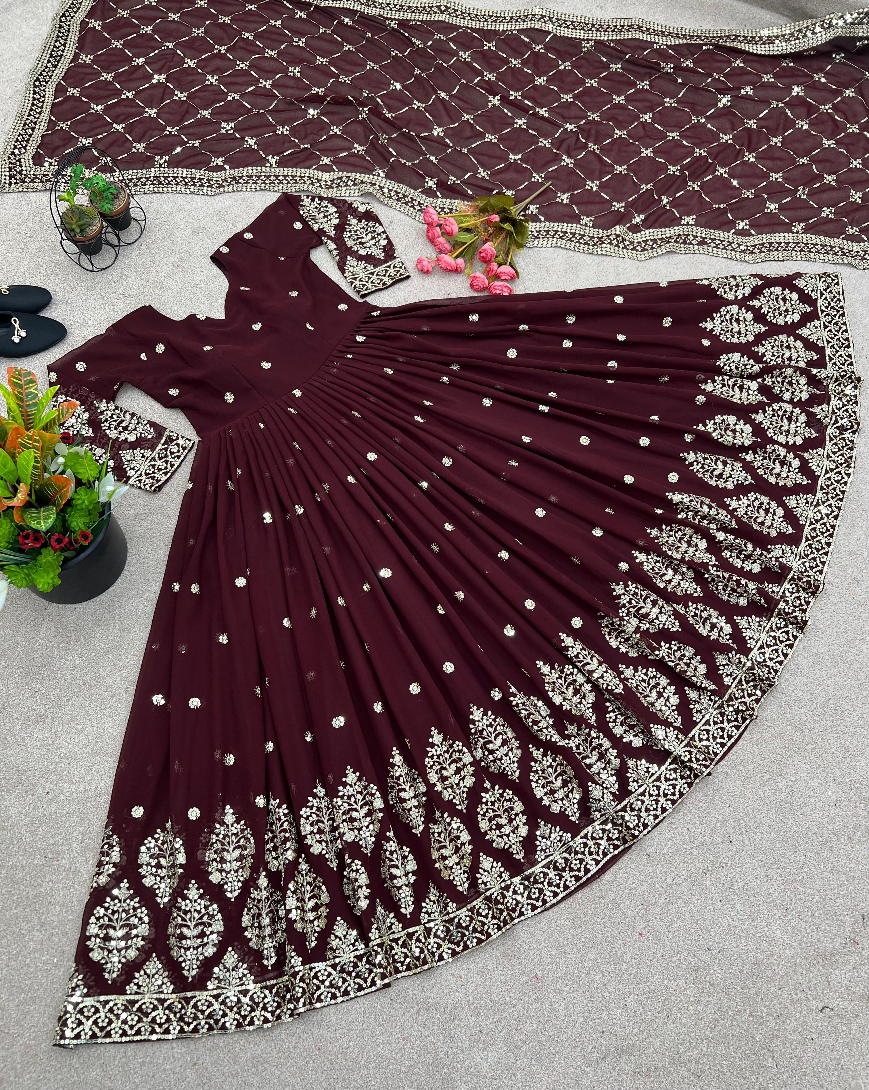 Elegant Embroidered Sequin Designer Anarkali Set