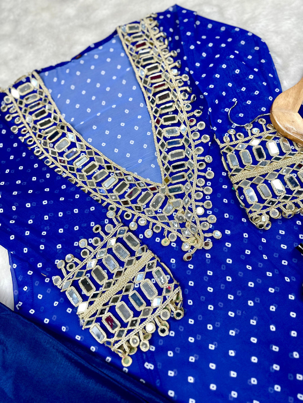 Real Mirror work Indo-western 3 Piece Set