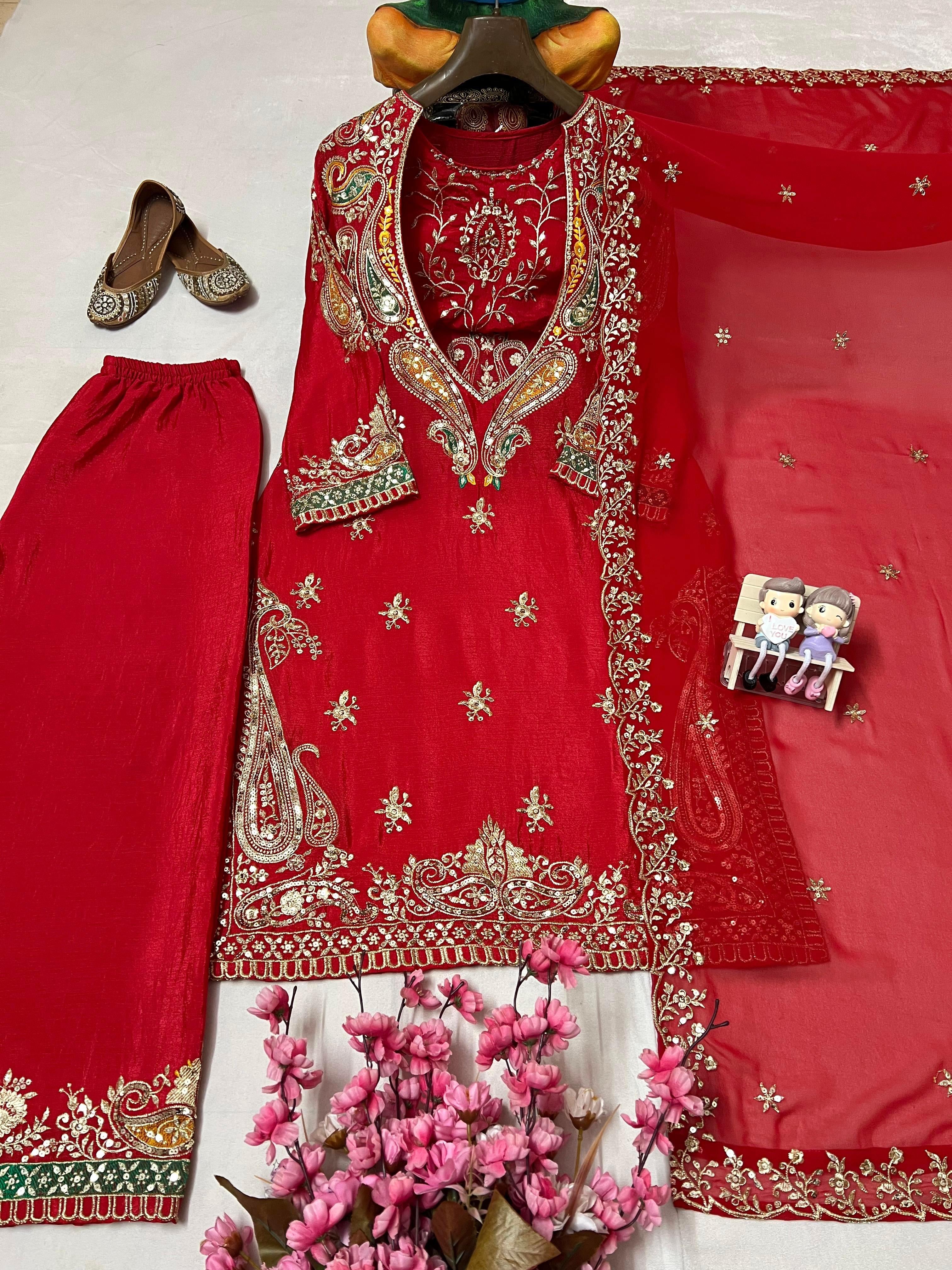 Newly Launched Kurti, Blouse, Pant & Dupatta Set