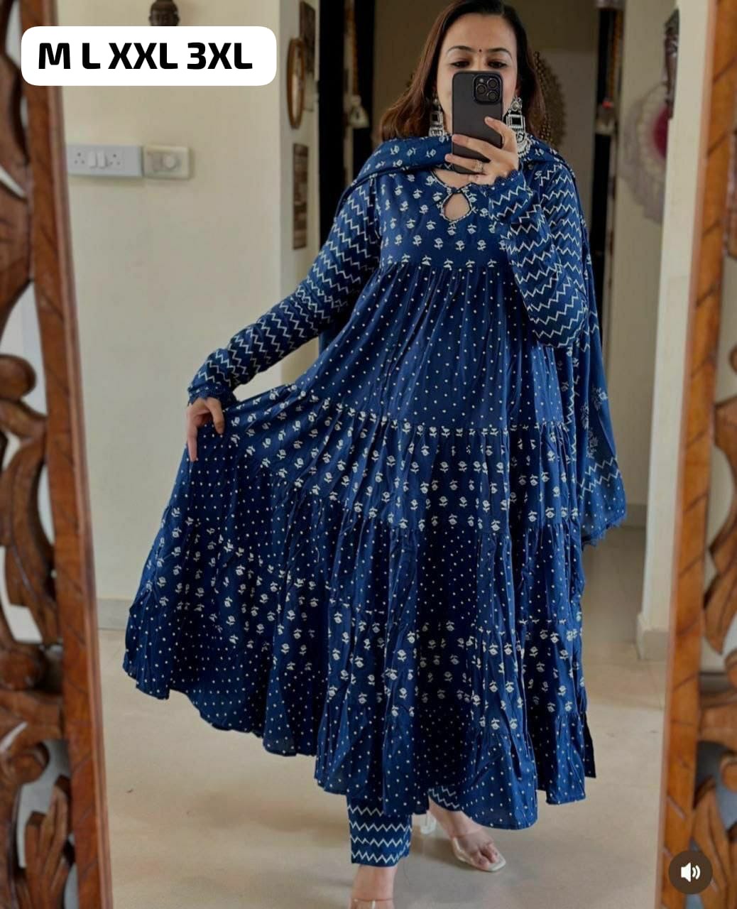 Designer Cotton Anarkali Set