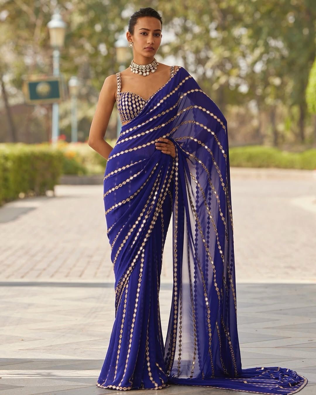 Mirror Work Georgette Saree