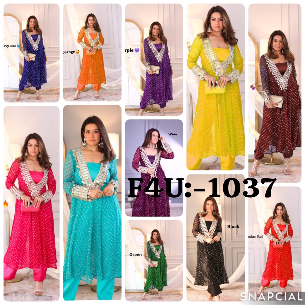 Real Mirror work Indo-western 3 Piece Set