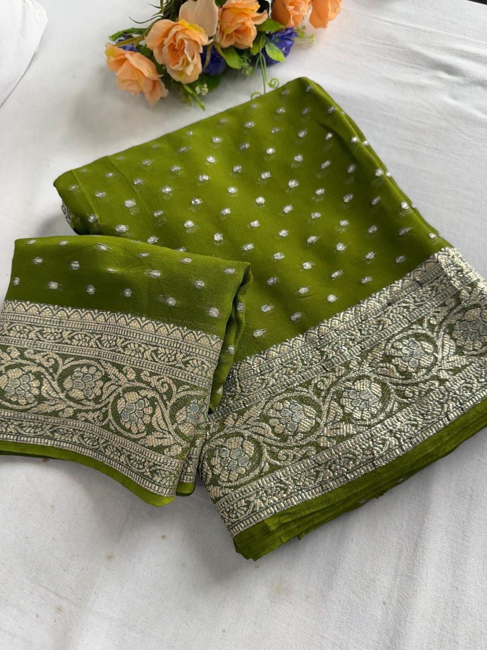 Viscose Georgette Saree with Running Blouse