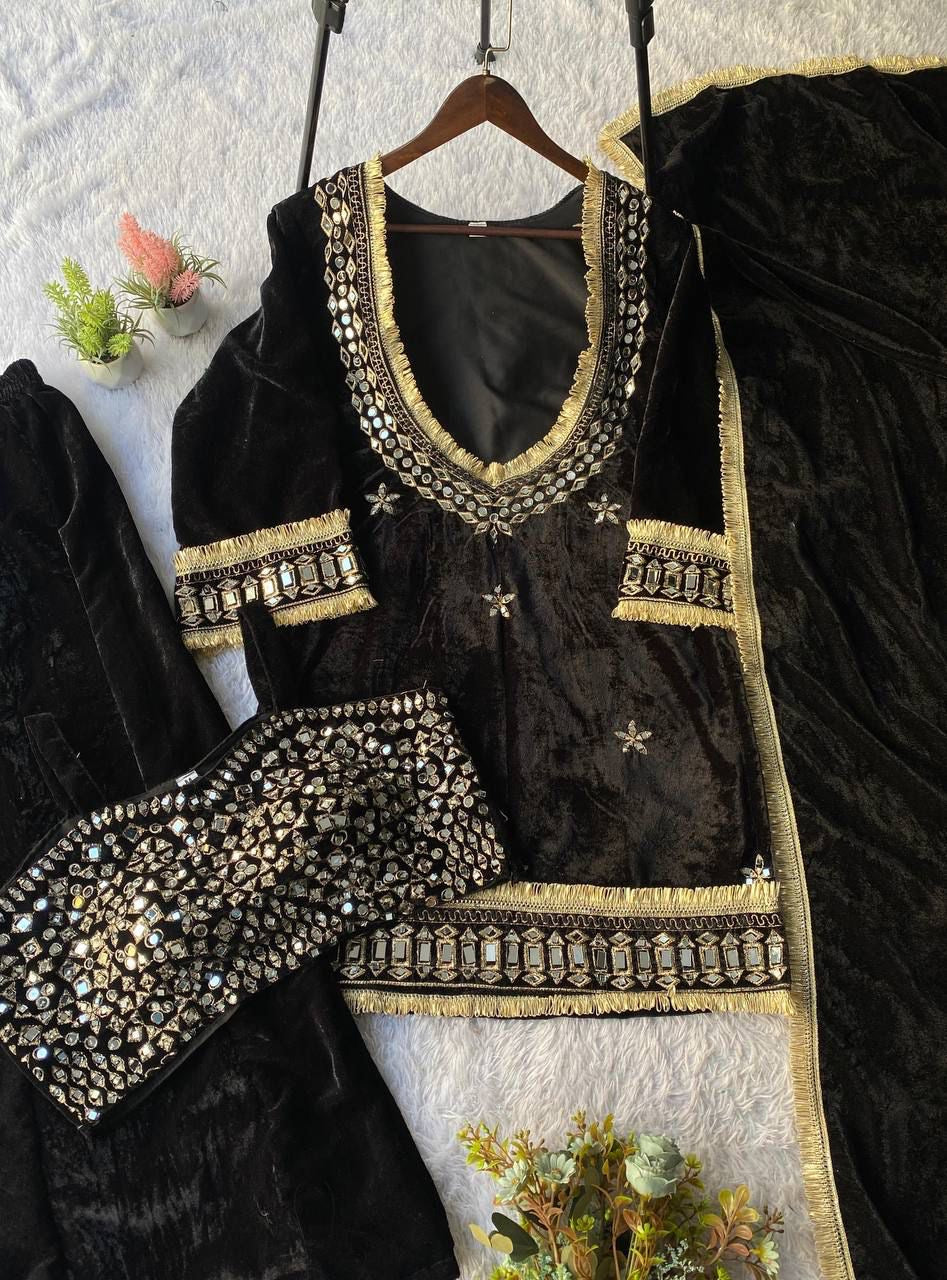 Winter Exclusive – Velvet 4-Piece Palazzo Set