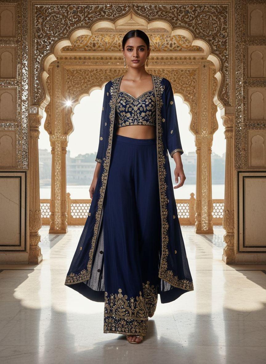 Premium Indo-Western Palazzo Choli Set