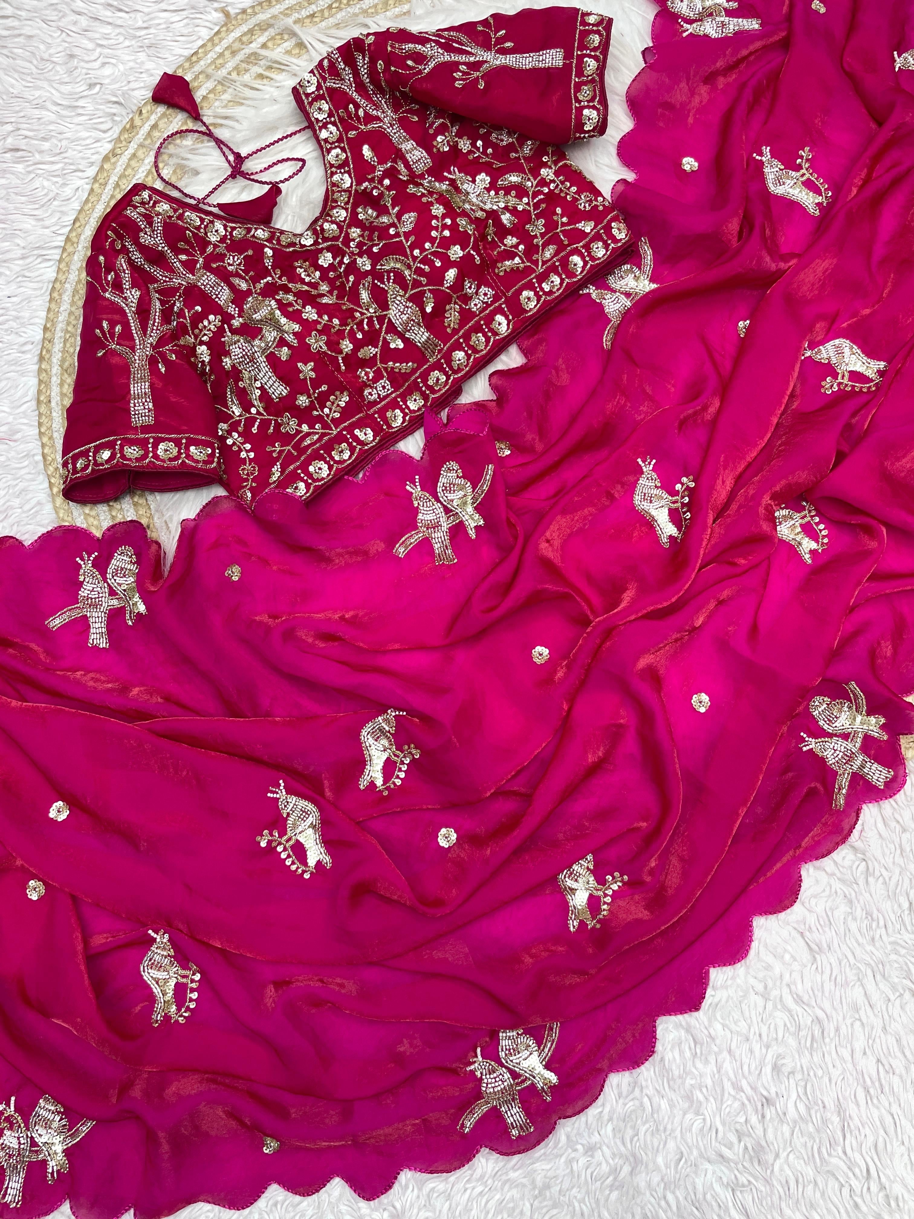 New Bollywood Trending Saree with stitched blouse