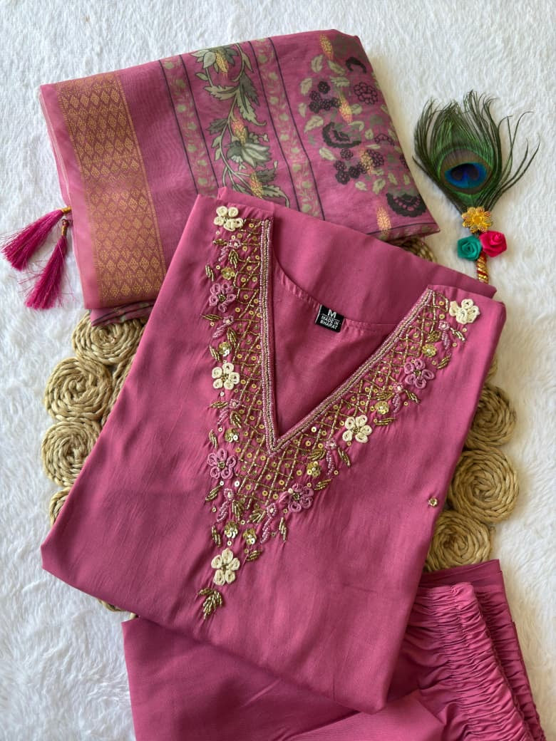 Designer Kurti, Pant & Dupatta Set