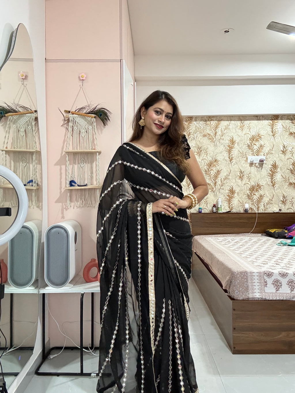 Mirror Work Georgette Saree