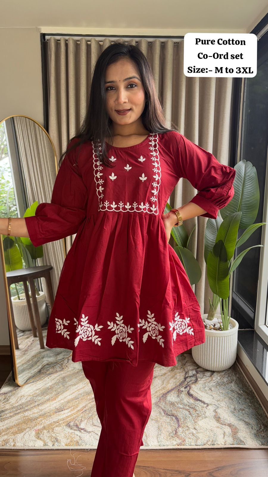 Peplum Style Embroidered Co-Ord Set
