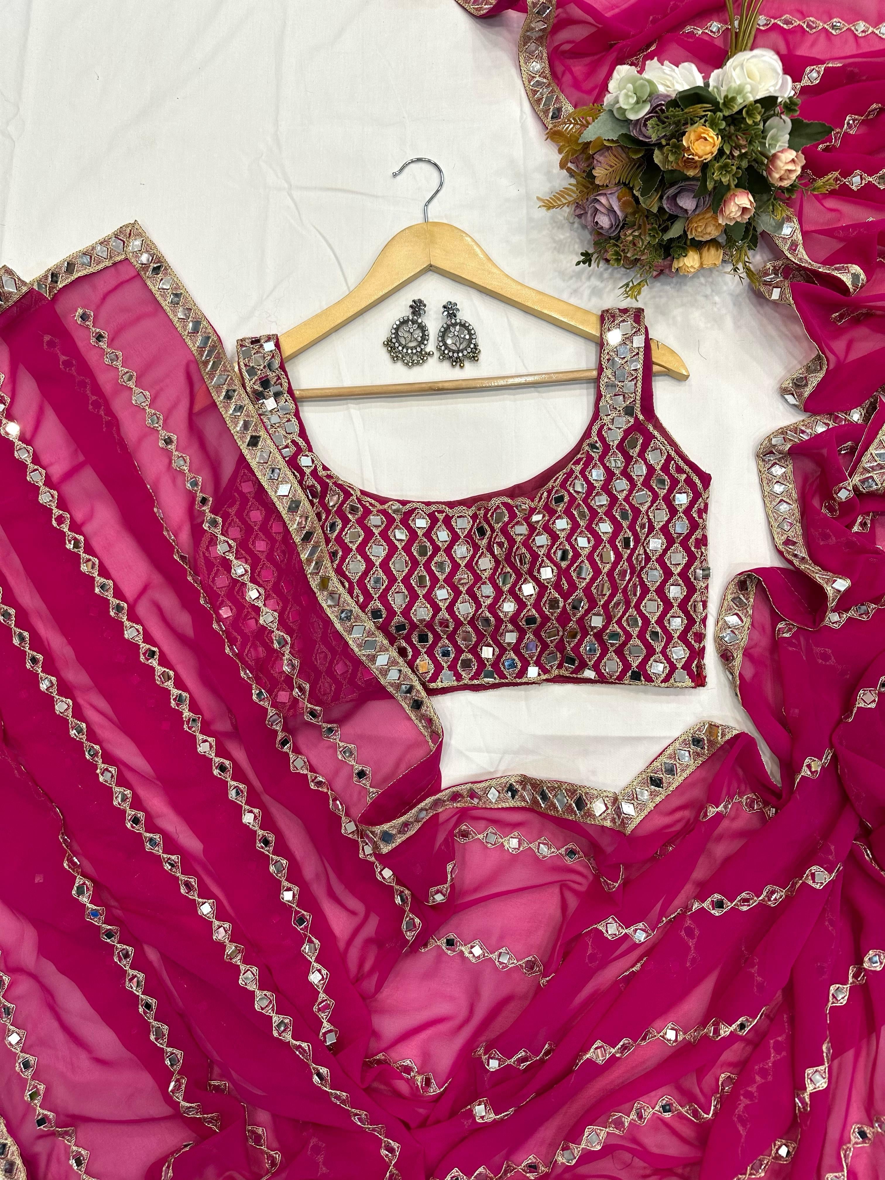 Mirror Work Georgette Saree