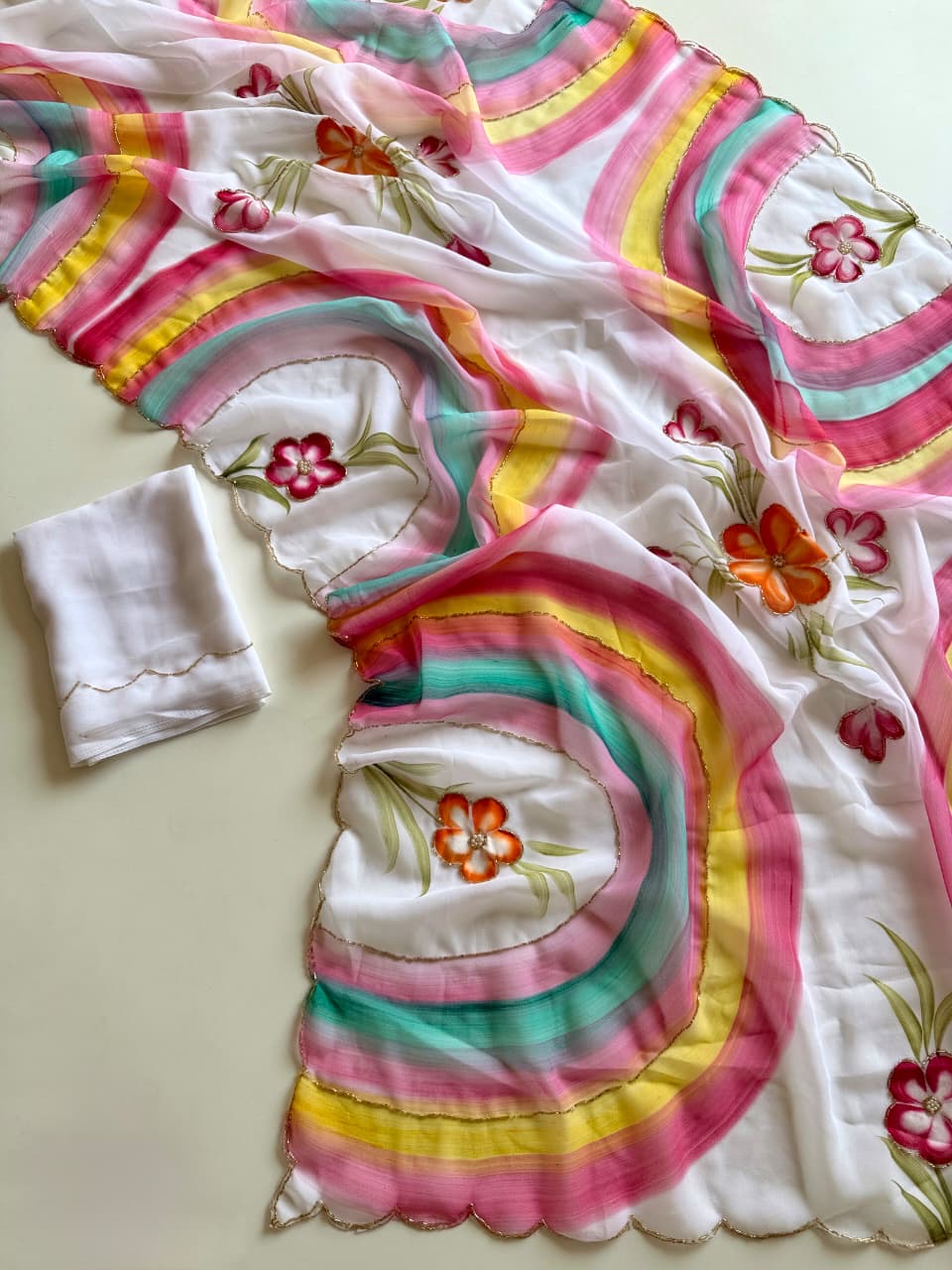 Pure Georgette Handwork Saree