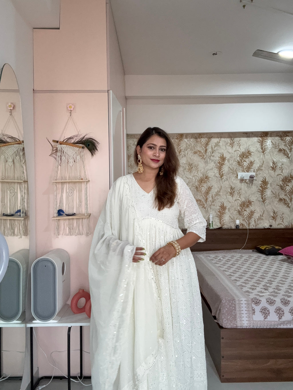 Elegant Fox Georgette Embroidered Gown Set