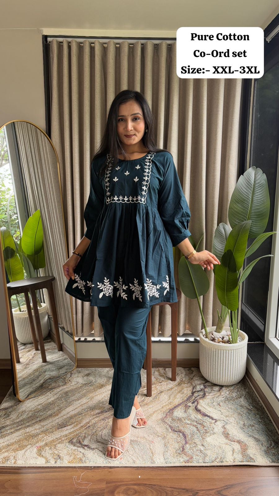 Peplum Style Embroidered Co-Ord Set