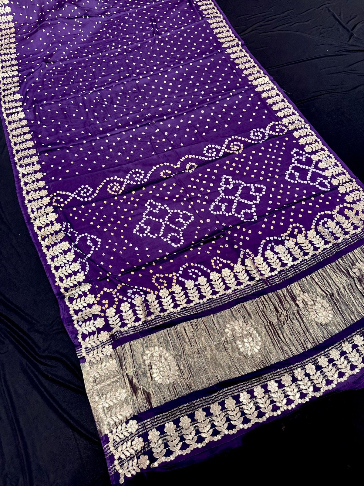 Gota Patti Gajji silk Bandhani Saree