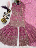 New Designer Party Wear Top, Sharara Palazzo & Dupatta Set