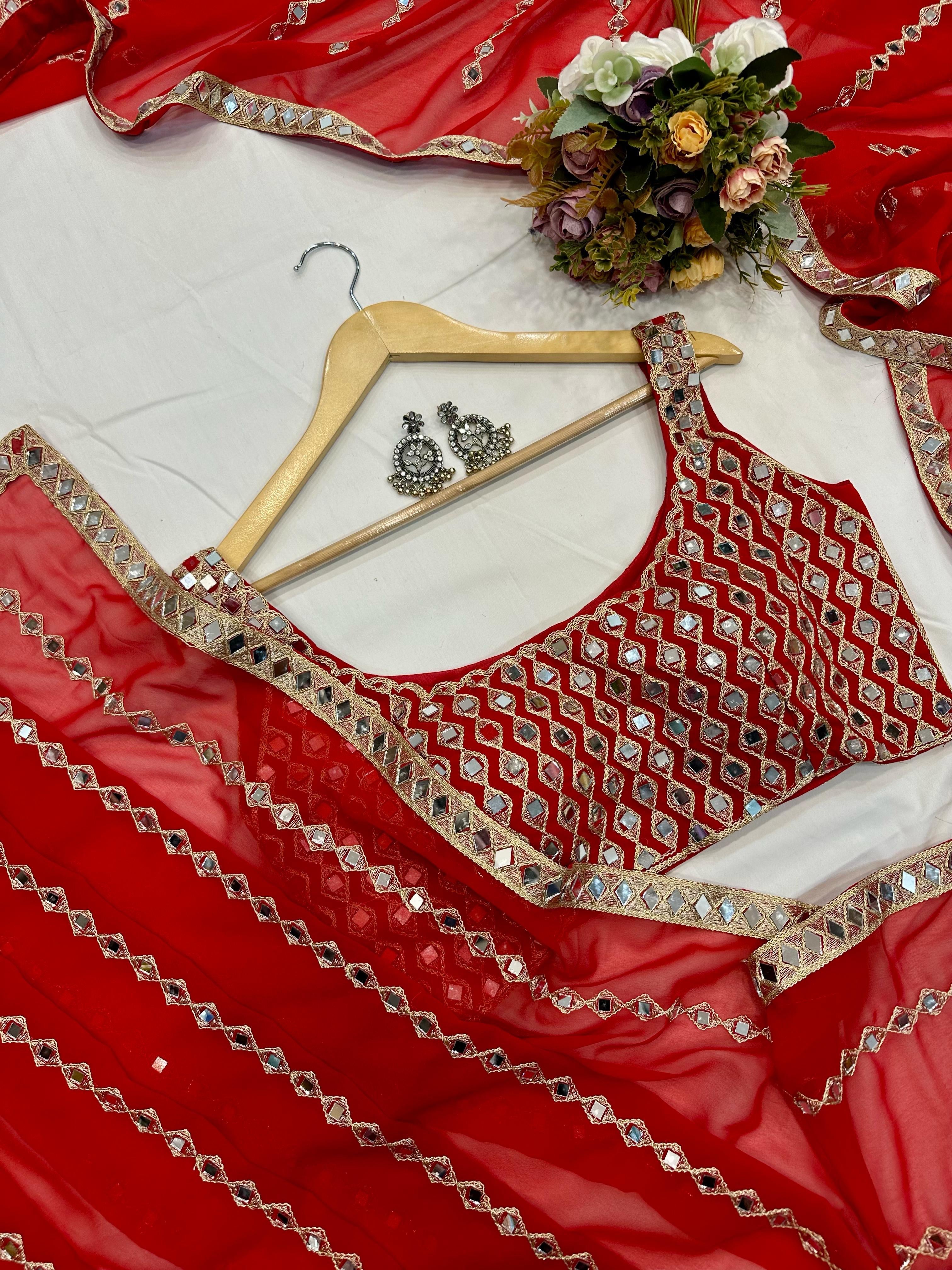 Mirror Work Georgette Saree