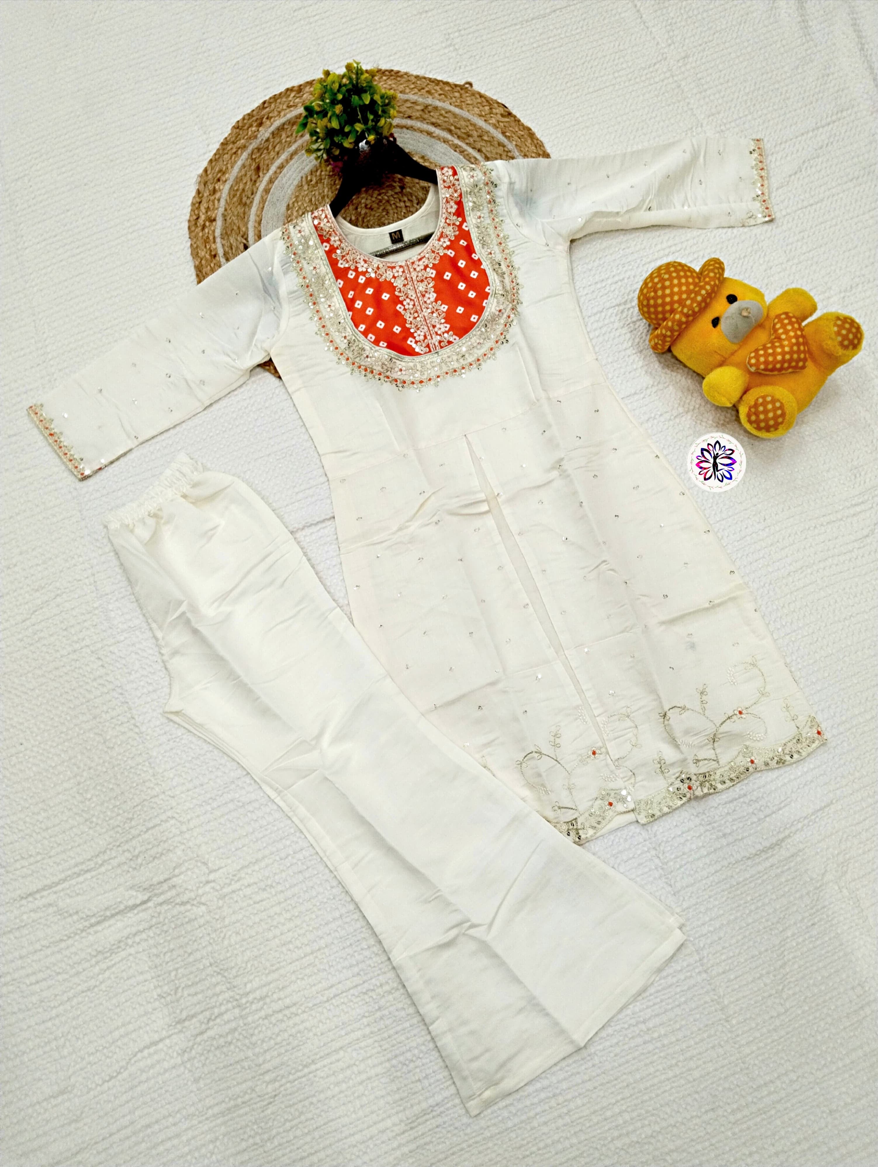 Stylish Roman Silk Top & Bottom Set