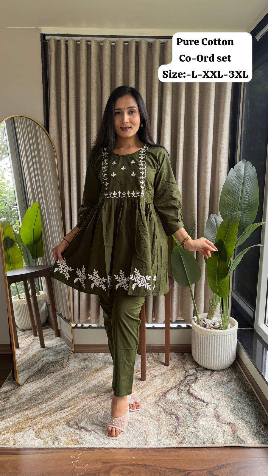 Peplum Style Embroidered Co-Ord Set