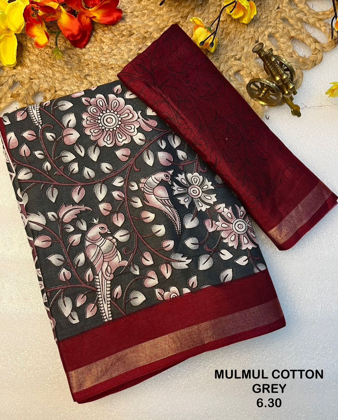 Premium Soft Cotton Saree with Floral Design