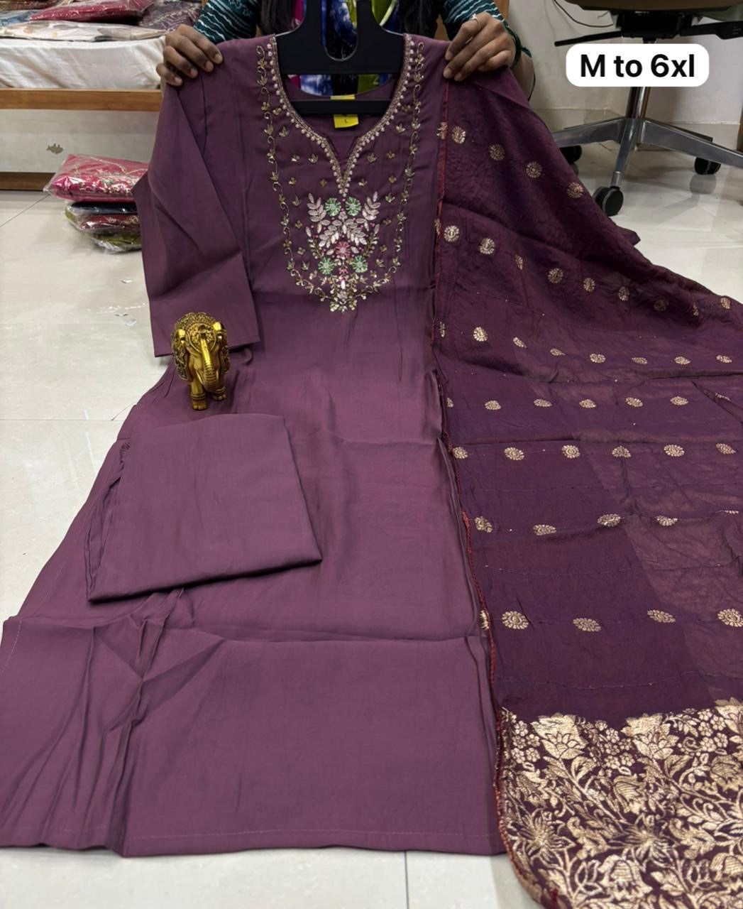 Premium Handwork Kurti, Pant & Banarasi Dupatta Set