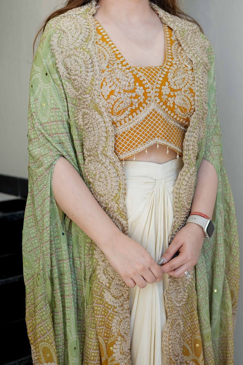 Indo-Western Embroidered Three-Piece Set