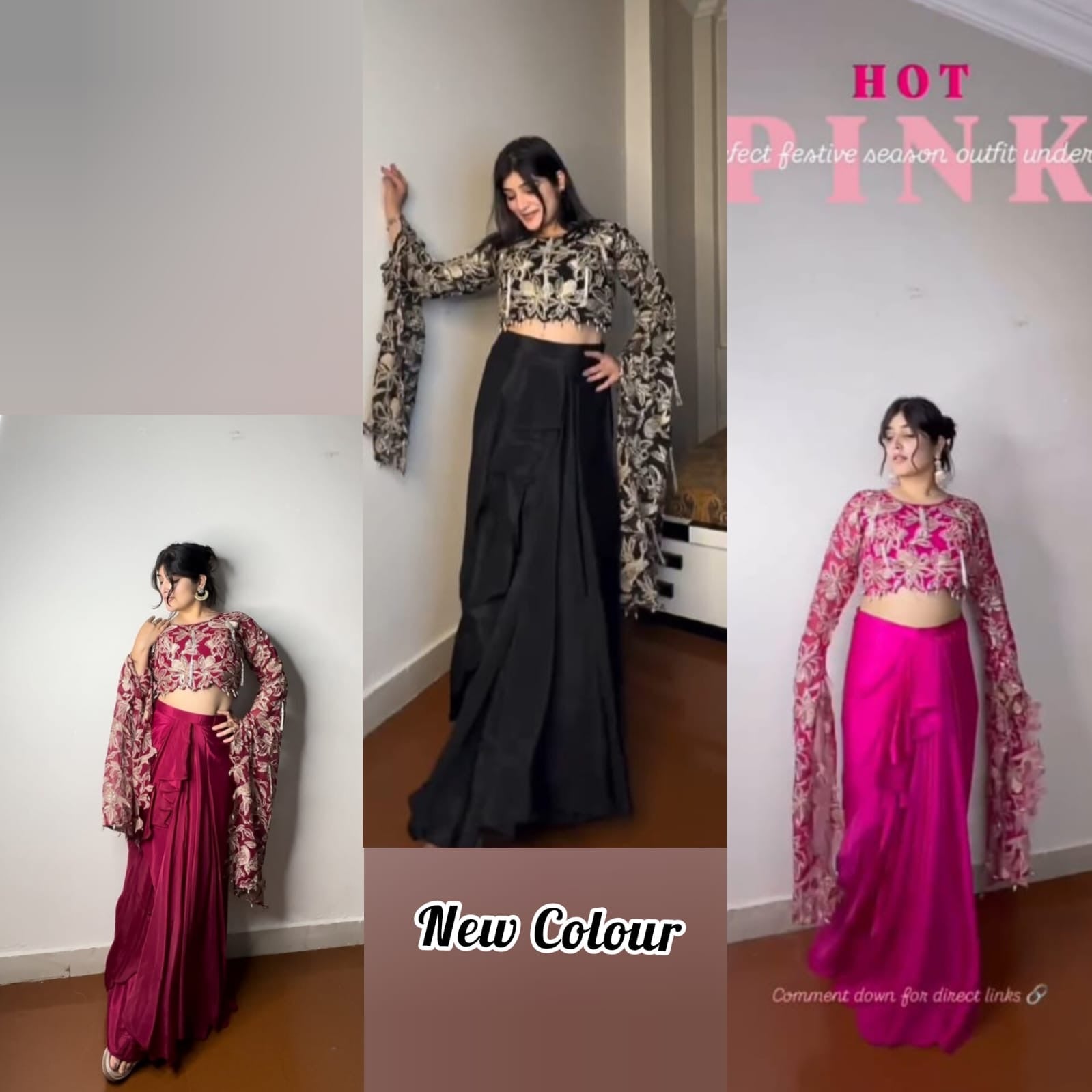 Party Fusion Wear Set – Crop Top & Drape Skirt